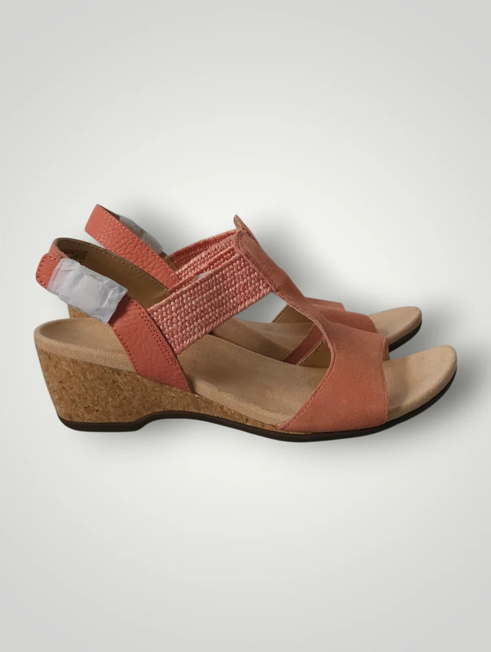 Vionic Kaytie‎ Cork Wedge Sandal 10 Clay Coral Coastal Grandmother Quiet Luxury